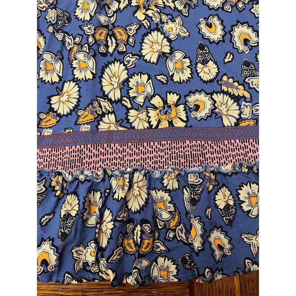 Chelsea & Violet Floral Boho Ruffle Hem Slip Dress Blue Yellow Summer Size Large - Picture 11 of 14